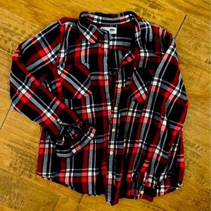 Old Navy Women’s Red and Blue Plaid Shirt Size L